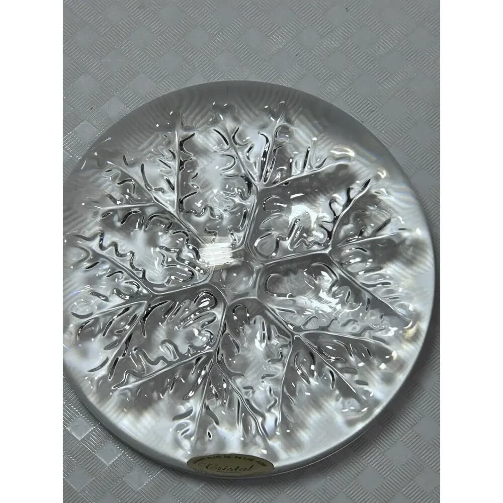 LEAD CRYSTAL Echt Bleikristall 24% PBO Snowflake‎ Bubble Dome Paperweight